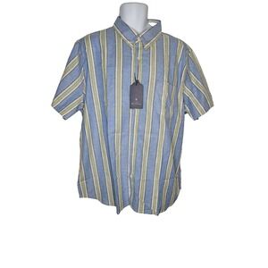 Ben Sherman Men's XXL Blue Green Striped Short Sleeve Stretch Shirt NWT $89